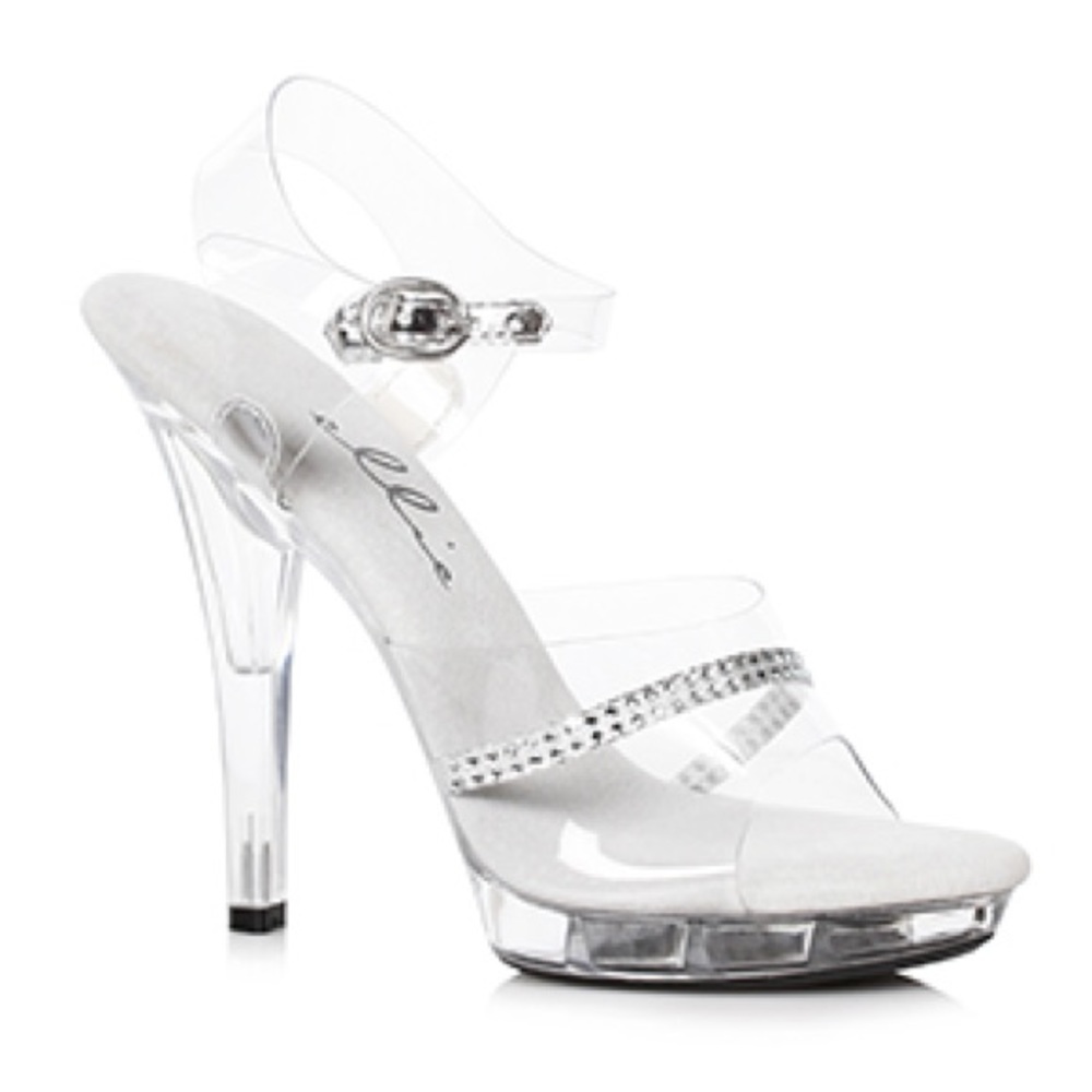 Ellie Shoes size 10 clear rhinestone 5” heel